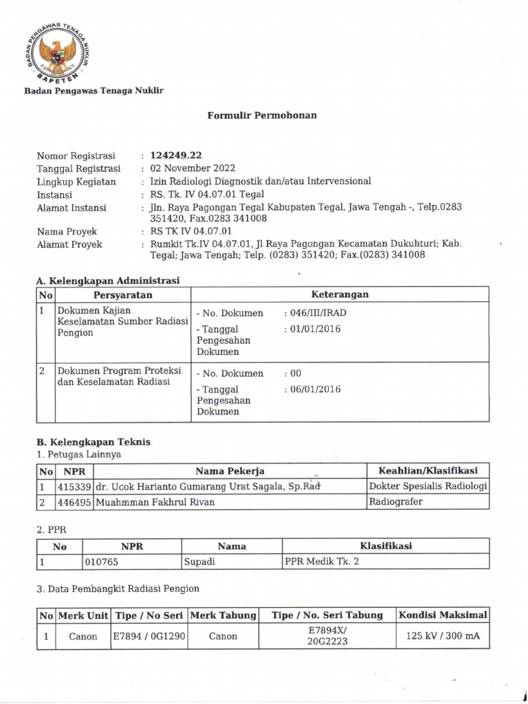 Surat Permohonan Ijin Radiologi | PDF