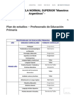 Plan de Estudios - Profesorado de Educación Primaria