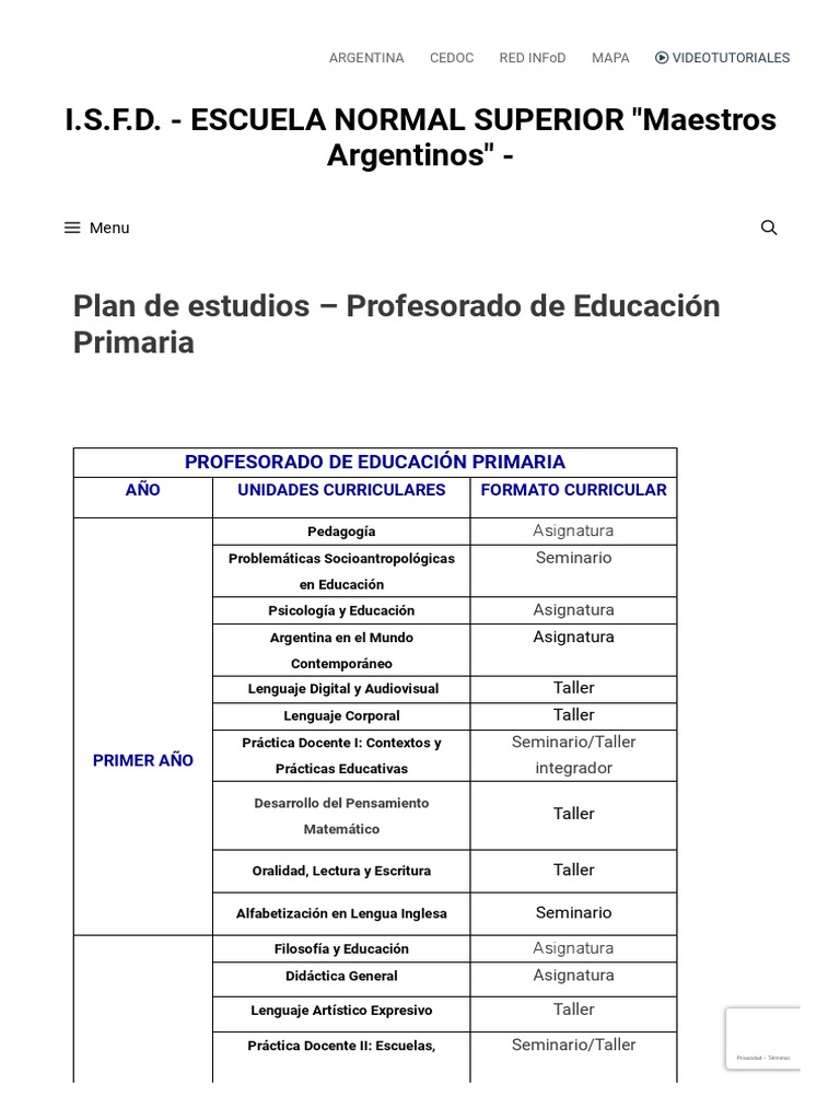 Plan de Estudios - Profesorado de Educación Primaria | PDF | Educación ...