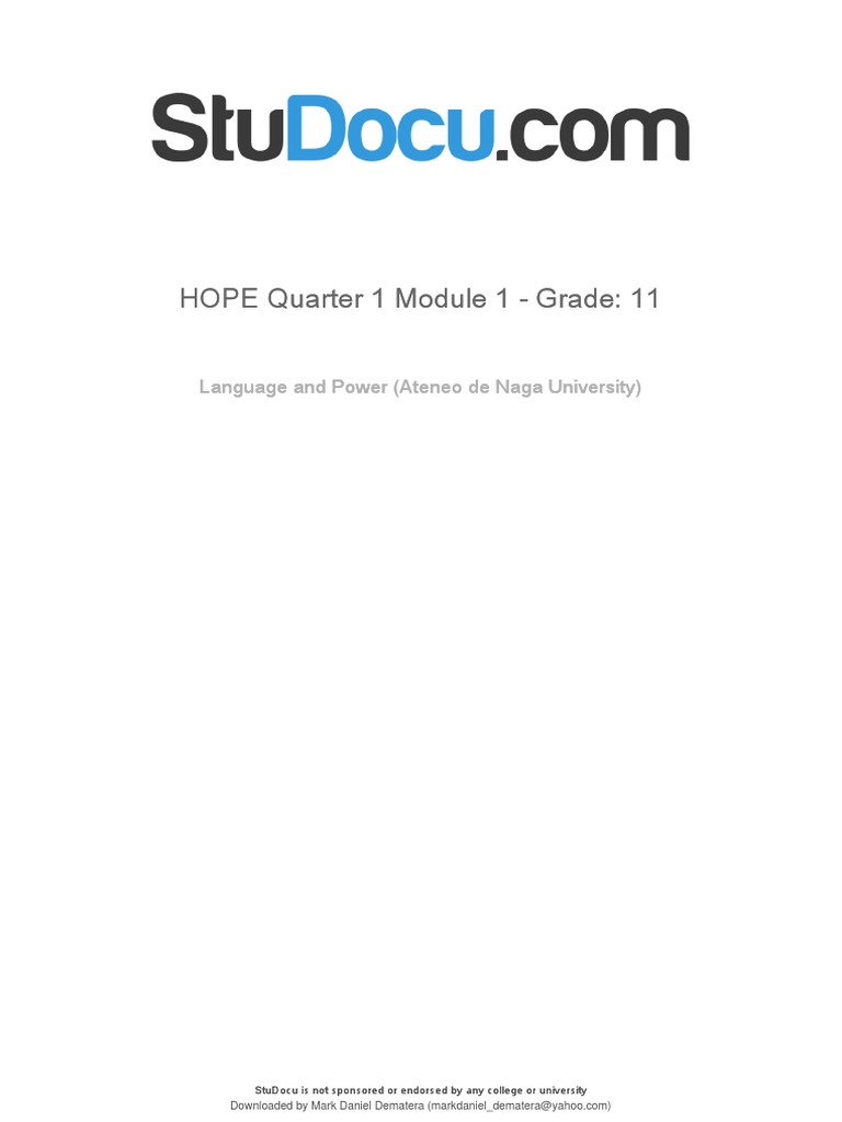 Hope Quarter 1 Module 1 Grade 11 | PDF | Physical Fitness | Flexibility ...