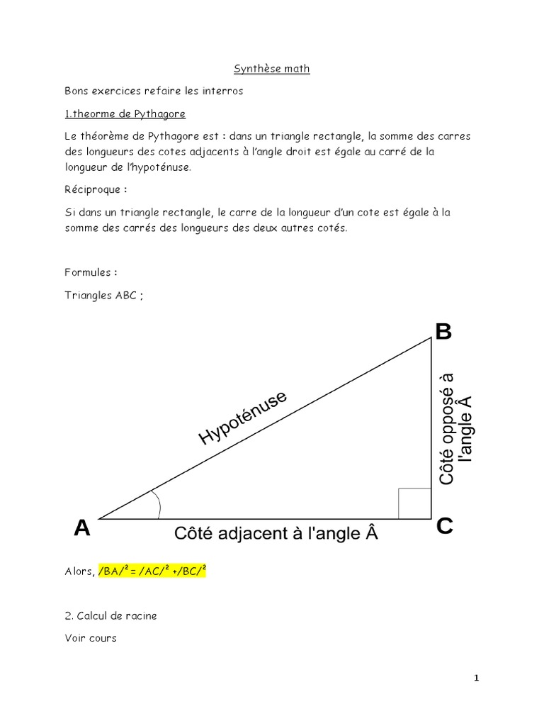 Synthese Math | PDF | Triangle | Polynôme