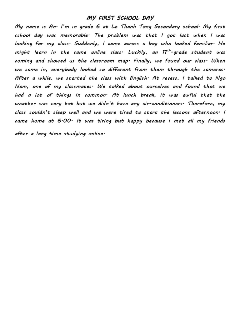 My First School Day | PDF