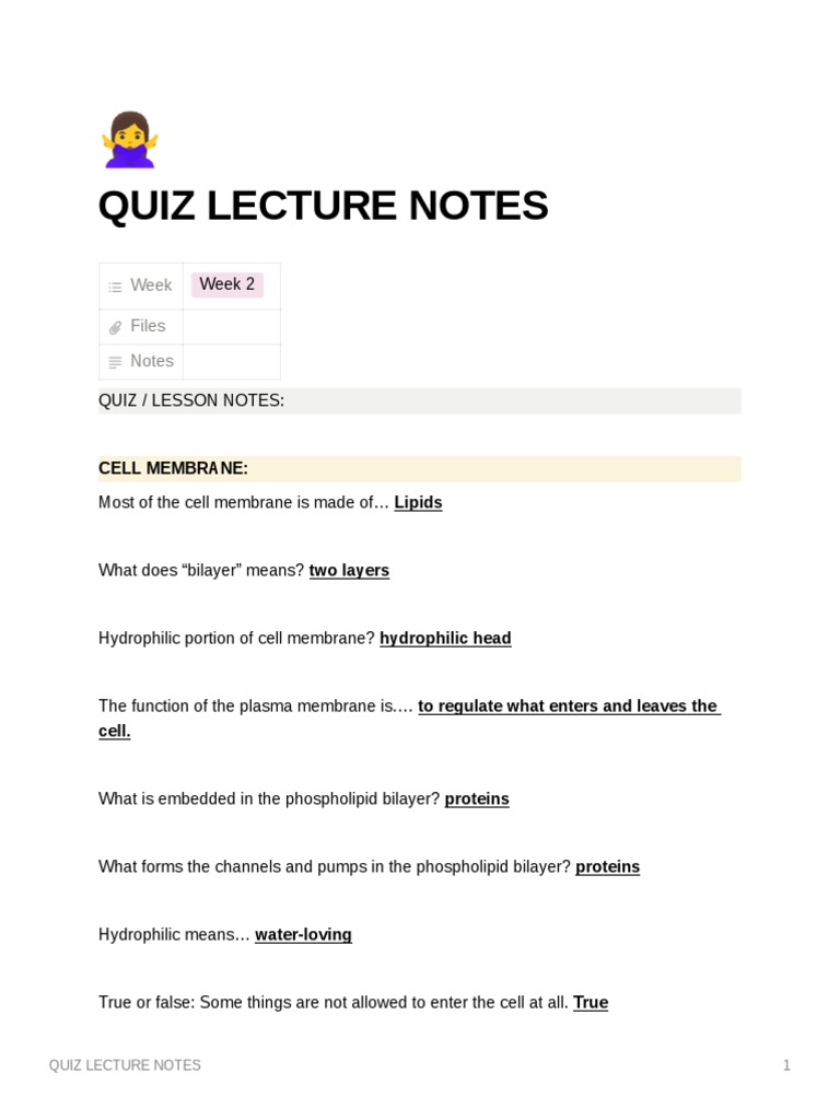 Cell Membrane Notes | PDF | Lipid Bilayer | Cell Membrane