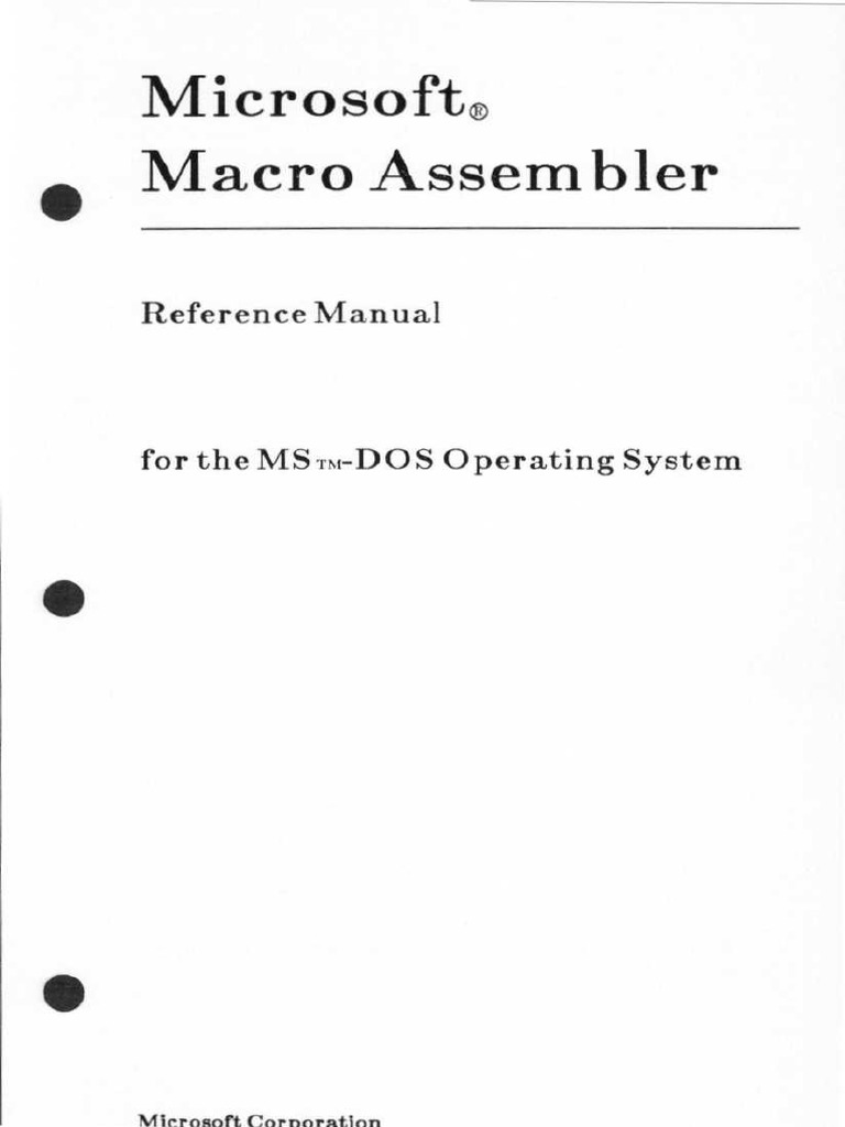 Microsoft Macro Assembler Reference Manual (1984) | PDF | Assembly ...