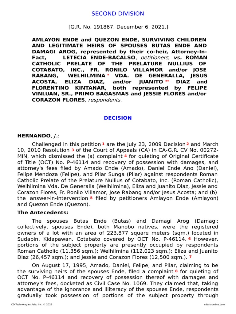 326713-2021-Ende v. Roman Catholic Prelate of The20220519-13-4nj2ek | PDF |  Laches (Equity) | Inheritance