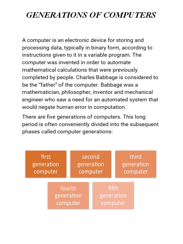 A Computer Is An Electronic Device For Storing and Processing Data
