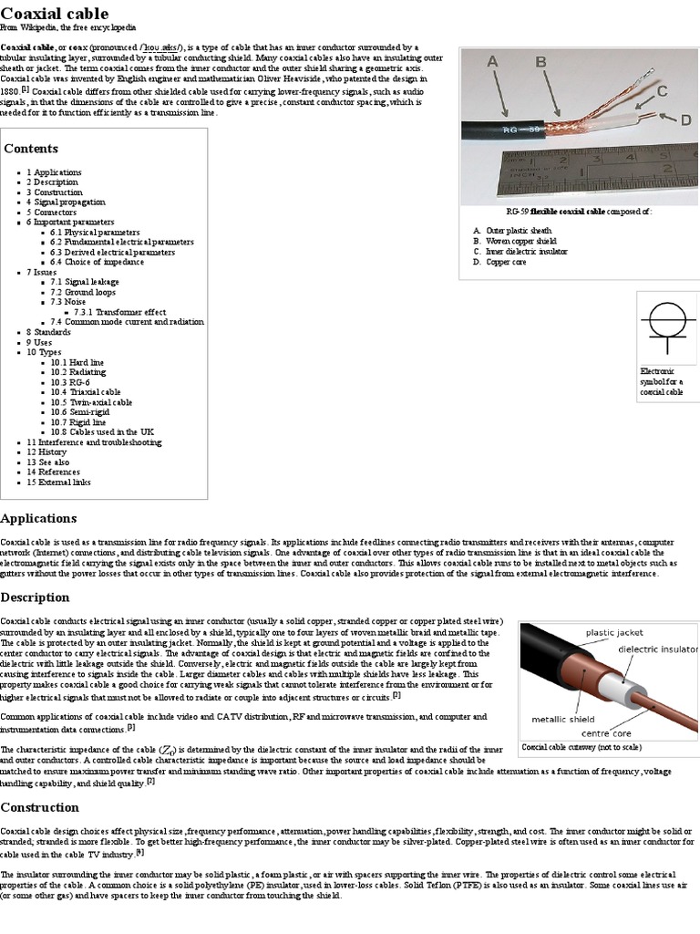 Coaxial Cable Wikipedia, The Free Encyclopedia PDF Coaxial Cable