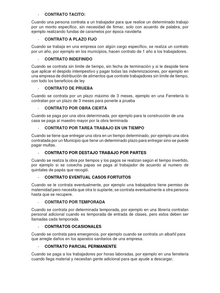 Ejemplos de Contratos Laborales | PDF