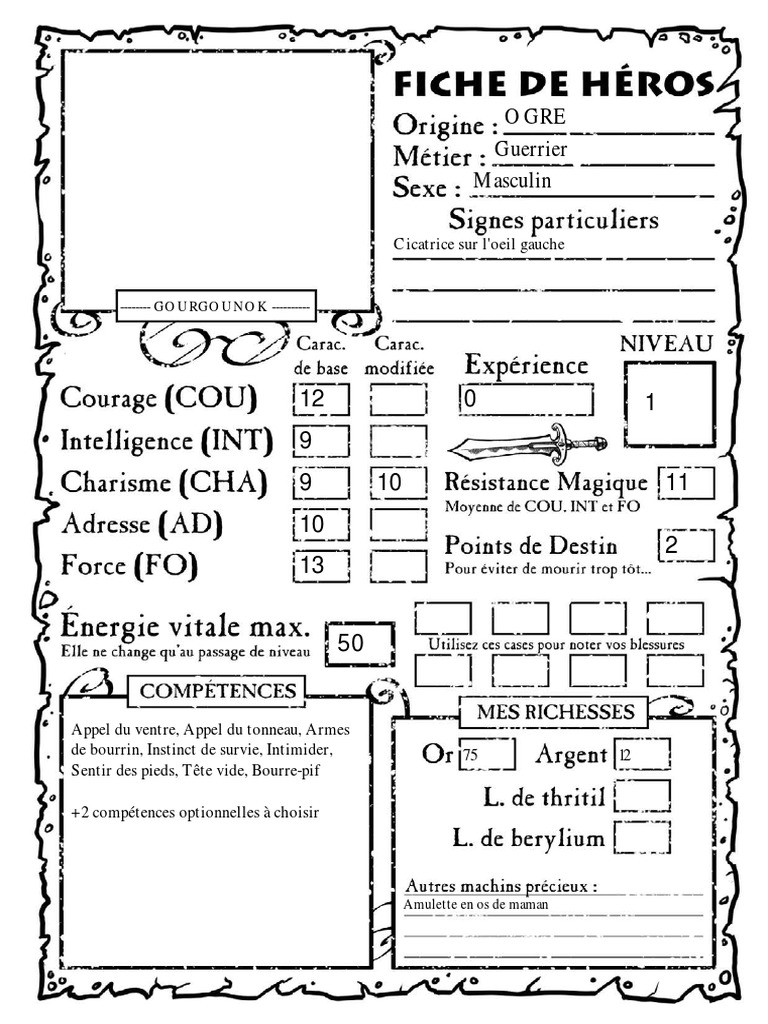 Personnage Ogre Guerrier D&D 5 | PDF