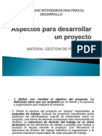 Aspectos Para Desarrollar Un Proyecto