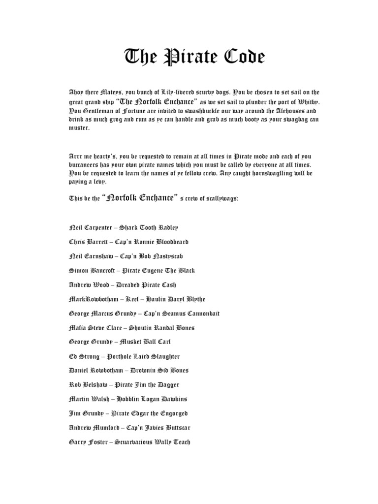 Rule 6 of the Pirate Code | PDF | Home & Garden