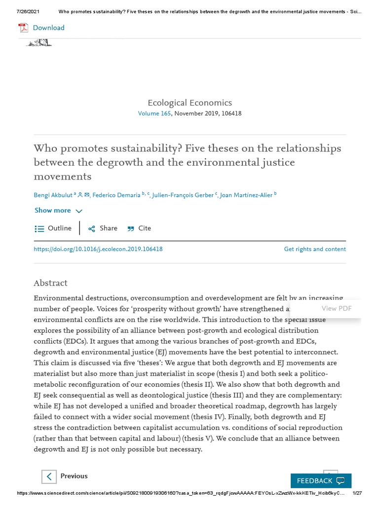 Who Promotes Sustainability Five Theses On The Relationships Between