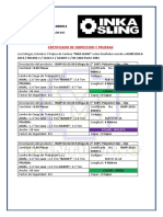 Certificado inspección pruebas eslingas