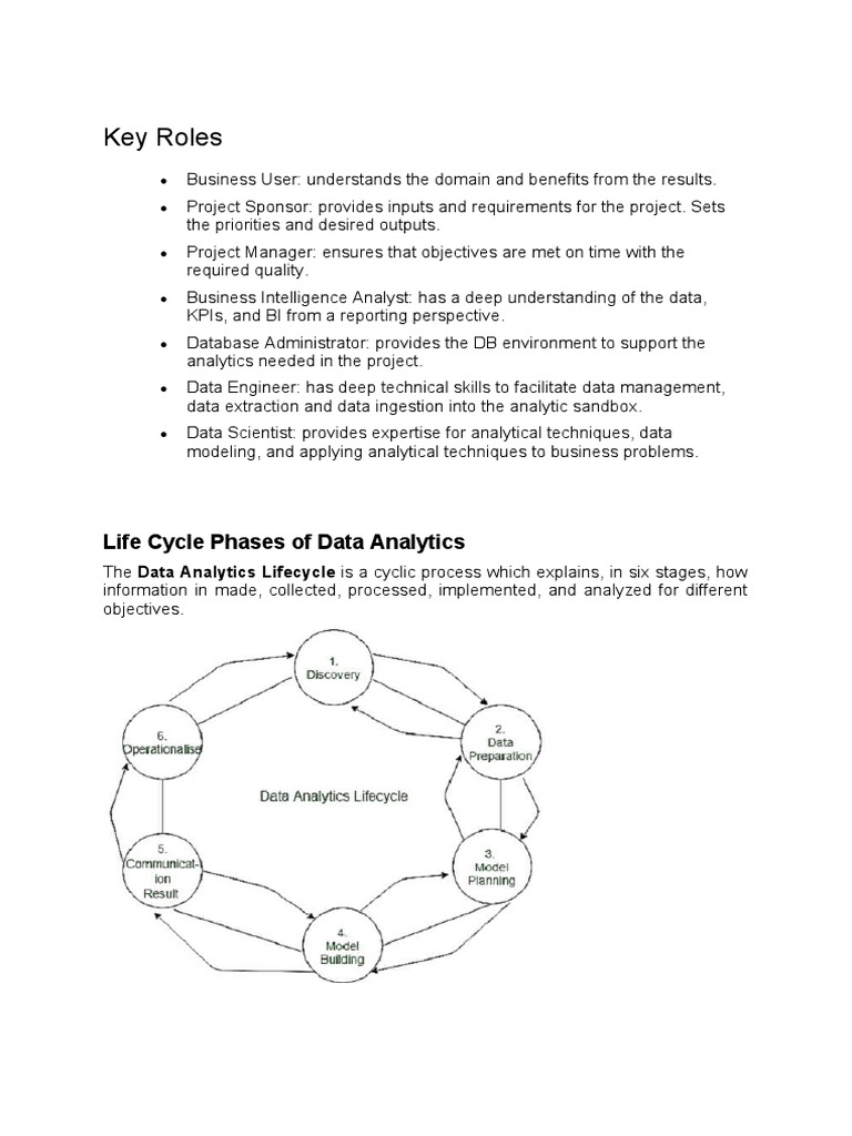 Key Roles in Analytics Projects | PDF | Data Analysis | Product Lifecycle