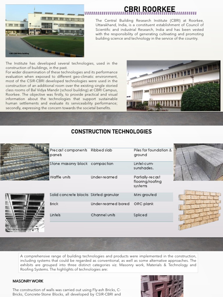 CBRI Roorkee: Innovative Construction Technologies | PDF | Concrete | Brick