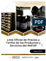 LISTA OFICIAL DE PRECIOS Y TARIFAS DE LOS PRODUCTOS Y SERVICIOS DEL INIFAP