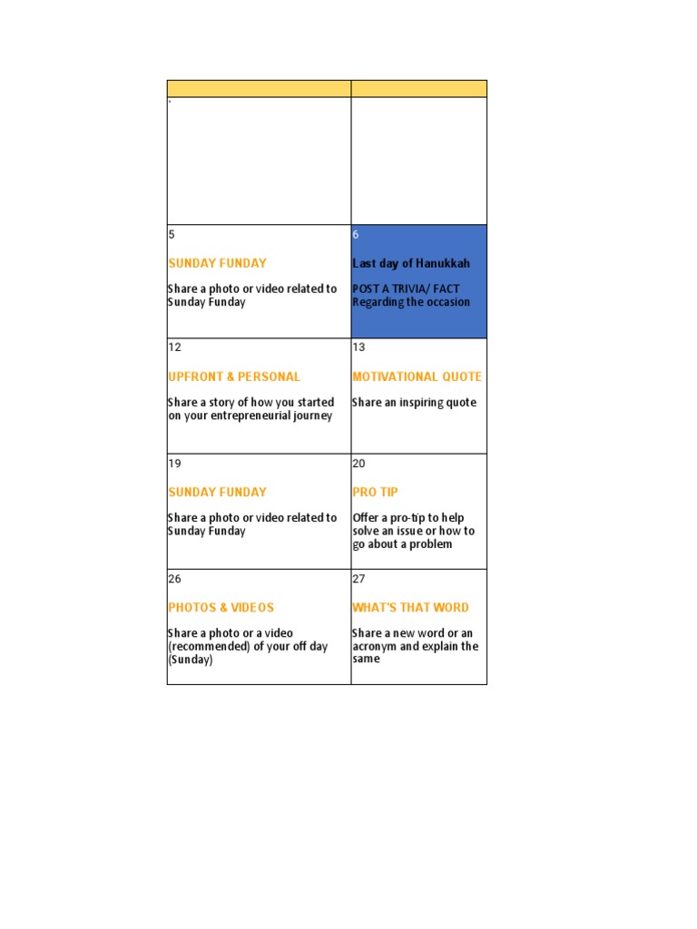Monthly calendar pdf