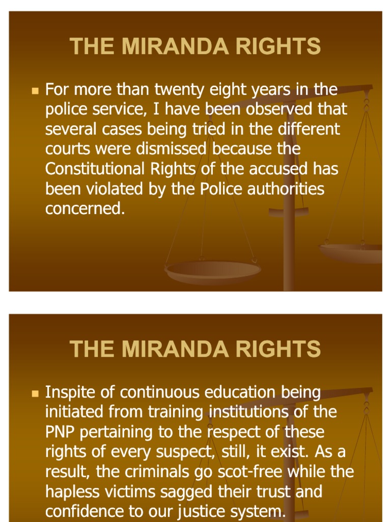 PNP Miranda Rights Overview | PDF | Miranda V. Arizona | Miranda Warning