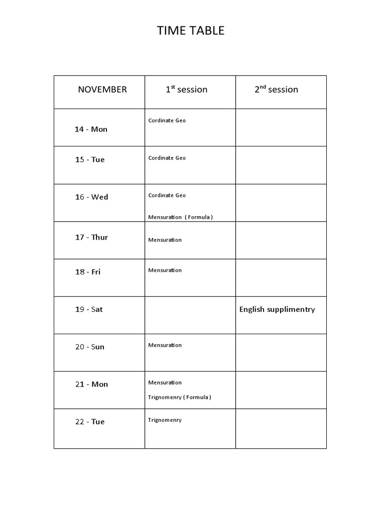 Time Table | PDF