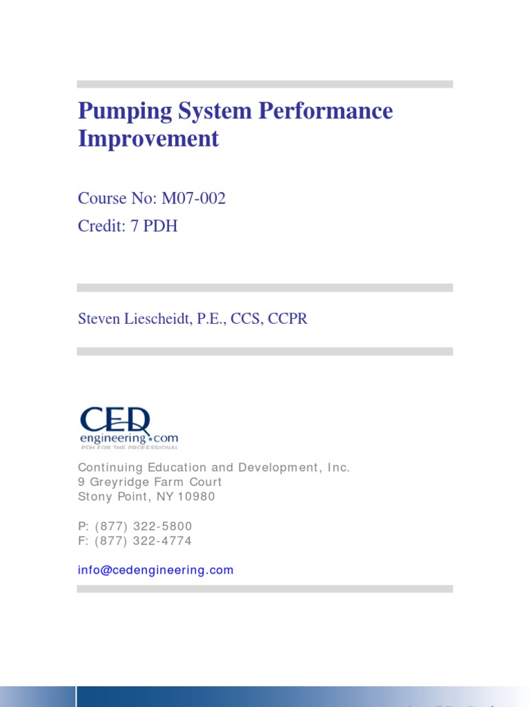Pumping System Performance Improvement | PDF | Pump | Valve