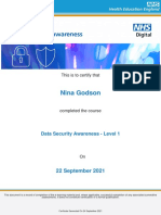 Data Security Awareness Level 1 Certificate