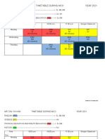 Timetable During Mco Year 2021