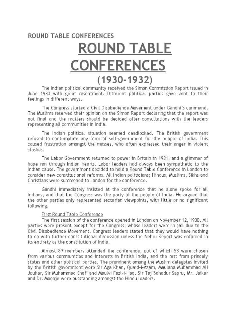 Round Table Conferences | PDF | British Raj | Mahatma Gandhi