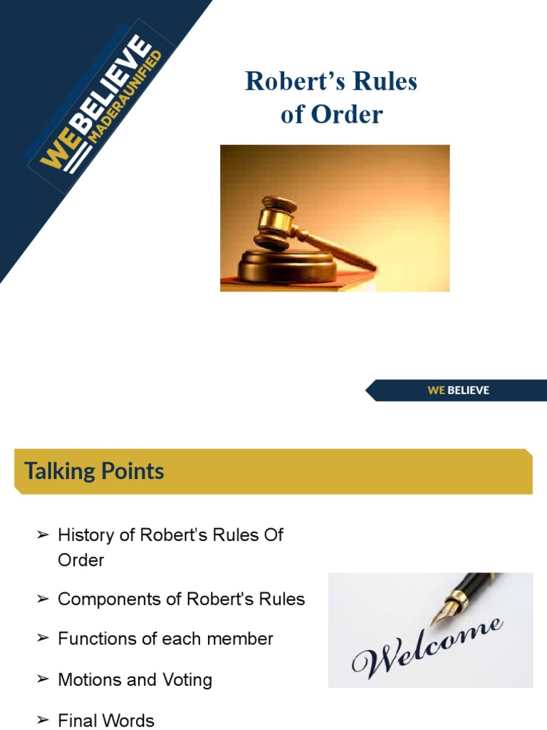 Robert's Rules for School Meetings | PDF | Committee | Parliamentary ...