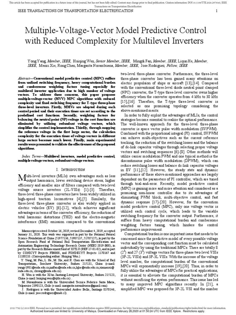 Multiple-Voltage-Vector Model Predictive Control With Reduced ...
