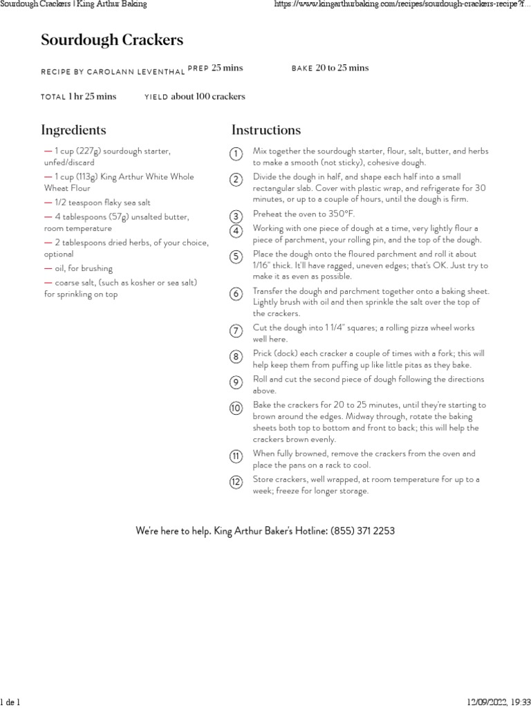 Sourdough Crackers King Arthur Baking PDF