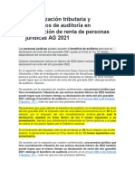 Normalización Tributaria y Beneficios de Auditoría en Declaración de Renta de Personas Jurídicas AG 2021