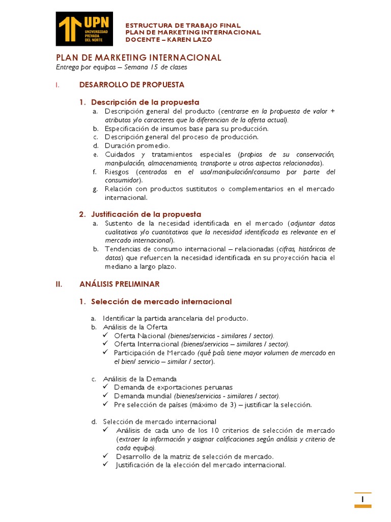 Plan de Marketing Internacional 2023 | PDF | Marketing | Producto (Negocio)
