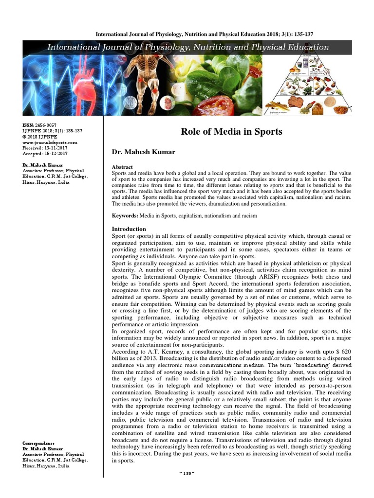 Role of Media in Sports | PDF | Broadcasting | Radio