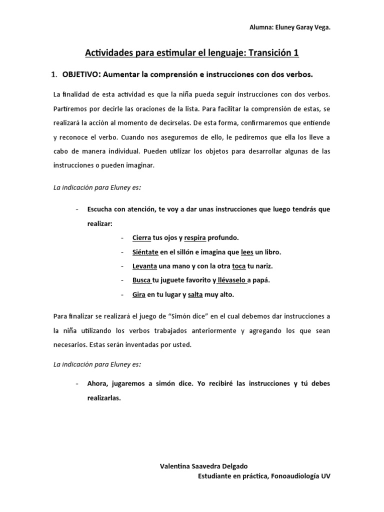 Eluney, Actividades para Estimular El Lenguaje | PDF