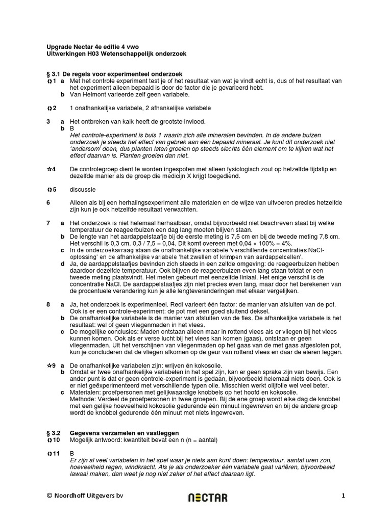 Nectar4up Vwo4 H03 Uitwerkingen | PDF