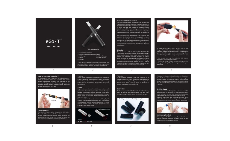 eGo-T Vape Pen User Manual | PDF | Battery Charger