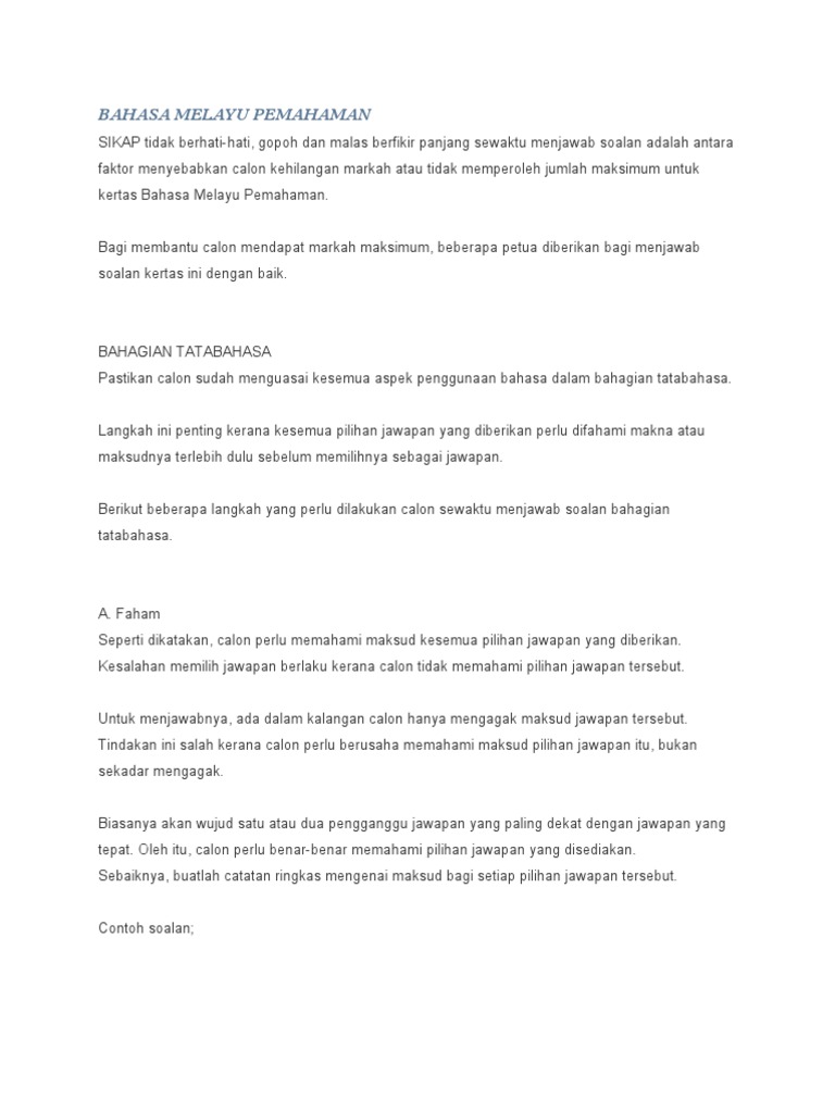 Bm Cara Menanda Dan Memberi Markah Pdf