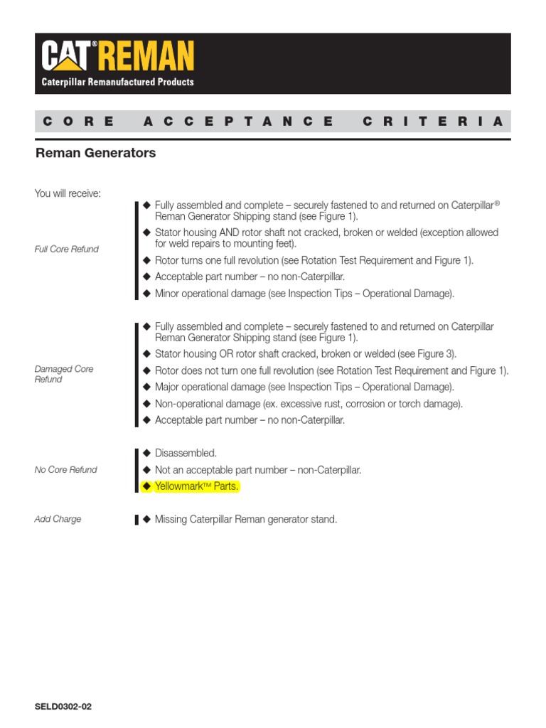Core Acceptance Criteria Generator PDF Electric Generator