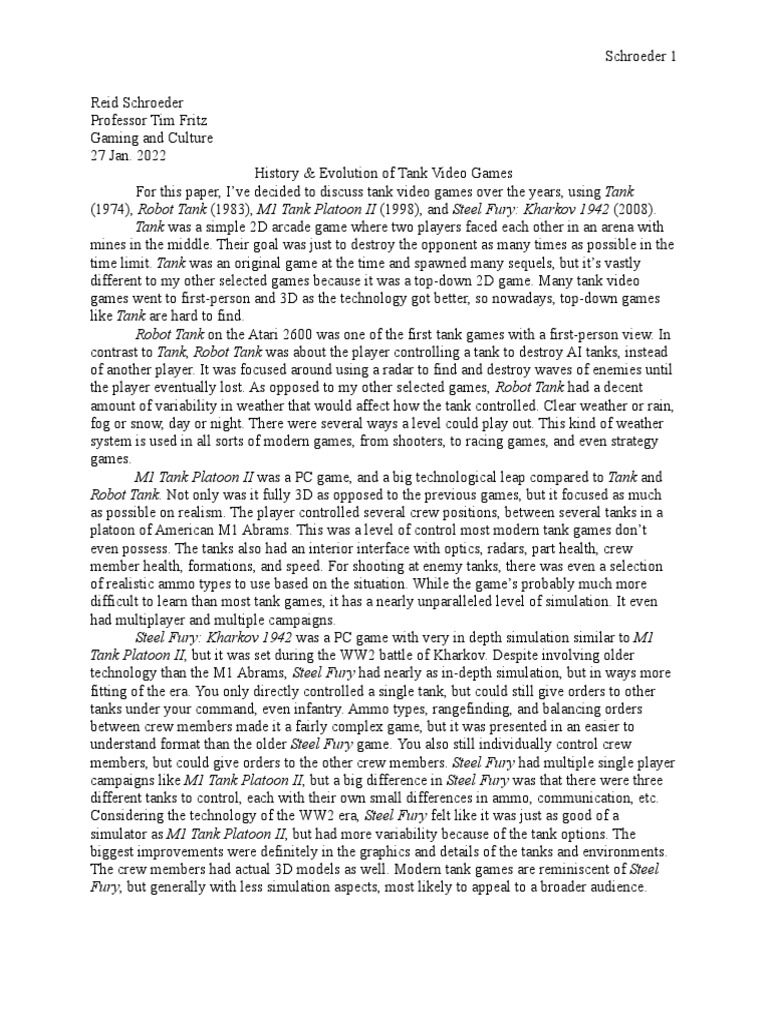 Game History Paper | PDF