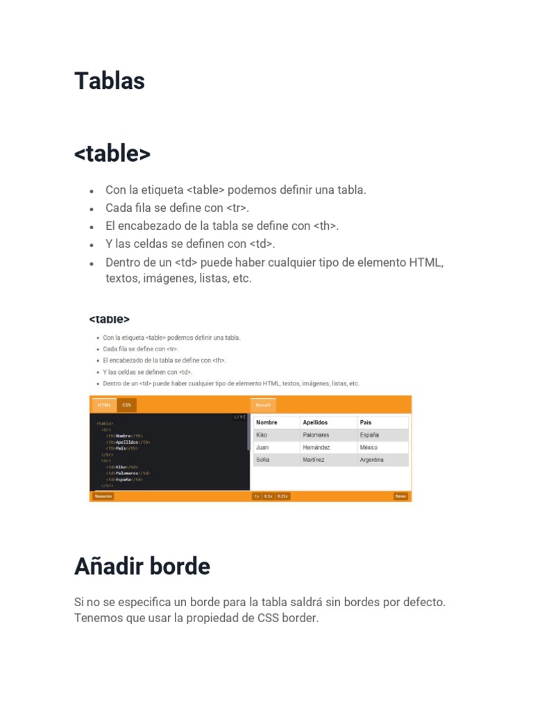 Tablas HTML Y CSS | PDF