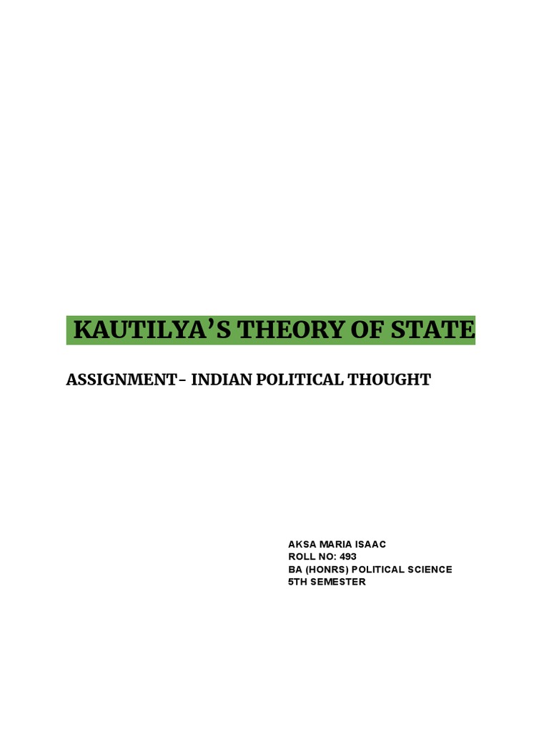 Kautilya's Theory of State PDF Kama