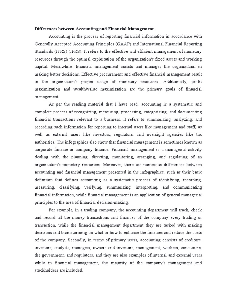 Differences Between Accounting and Financial Management PDF