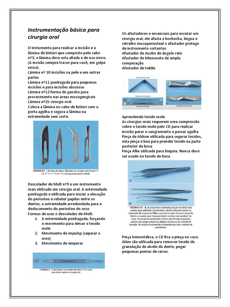 Instrumentos para Cirurgia Oral | PDF | Boca | Dente