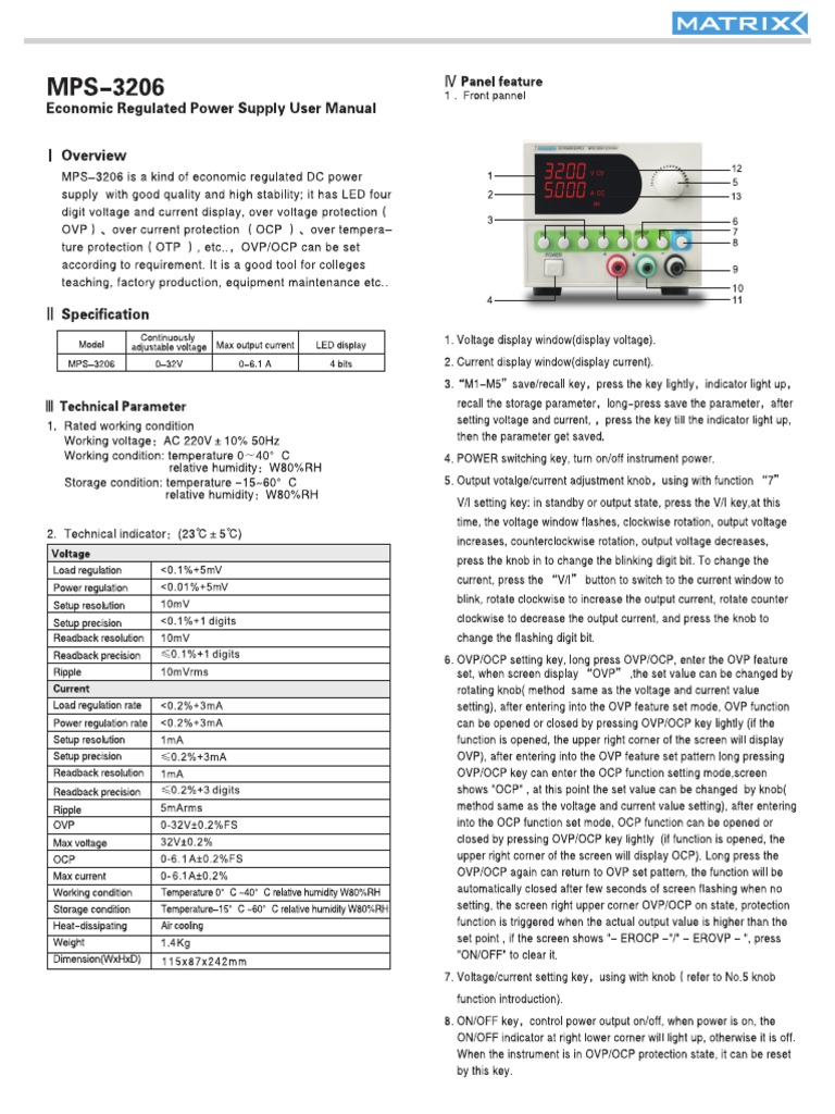 DC Power Supply MPS-3206 Series User Manual | PDF