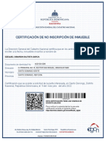 Certificación de No Inscripción de Inmueble