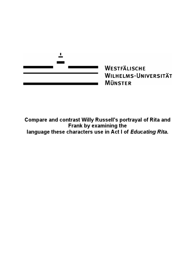 Contrast Between Rita and Frank - Educating Rita | PDF | English ...