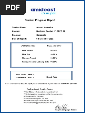 Student Progress Report