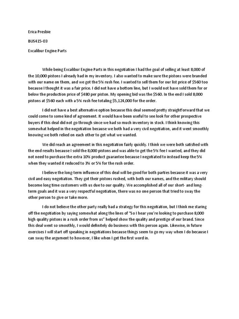 Knight Engines PDF Negotiation Microeconomics