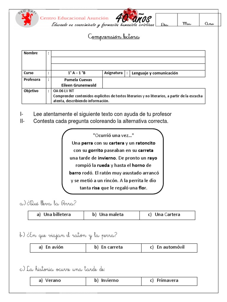 Comprensión Lectora con la Letra R | PDF