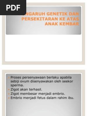 Pengaruh Genetik Dan Persekitaran Pdf